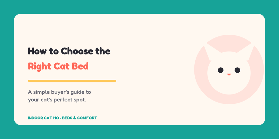 Indoor Cat HQ guide hero for How to Choose the Right Cat Bed: A Buyer's Guide, covering how to choose a cat bed for indoor cats