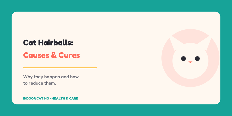 Indoor Cat HQ guide hero for Cat Hairballs: Causes and How to Reduce Them, covering cat hairballs for indoor cats