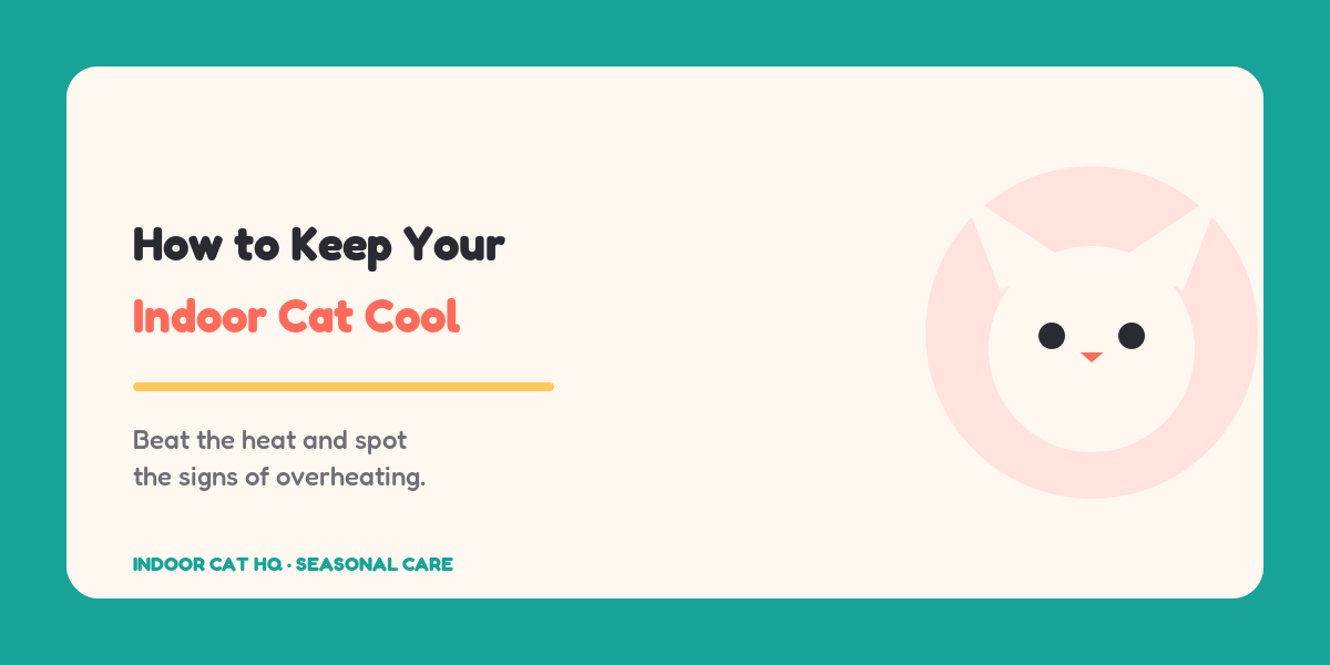 Indoor Cat HQ guide hero for How to Keep Your Indoor Cat Cool in Hot Weather, covering how to keep your cat cool for indoor cats