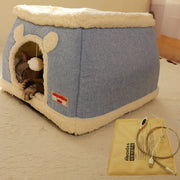 Warm enclosed cat cave showing entrance and rounded shape