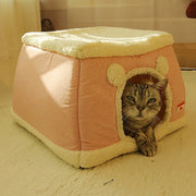 Heated cat cave bed detail of cover material