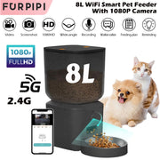8L automatic cat feeder with camera and WiFi, dual bowl option