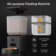 Camera cat feeder 8L hopper capacity view