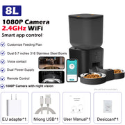 Large capacity automatic cat feeder side view