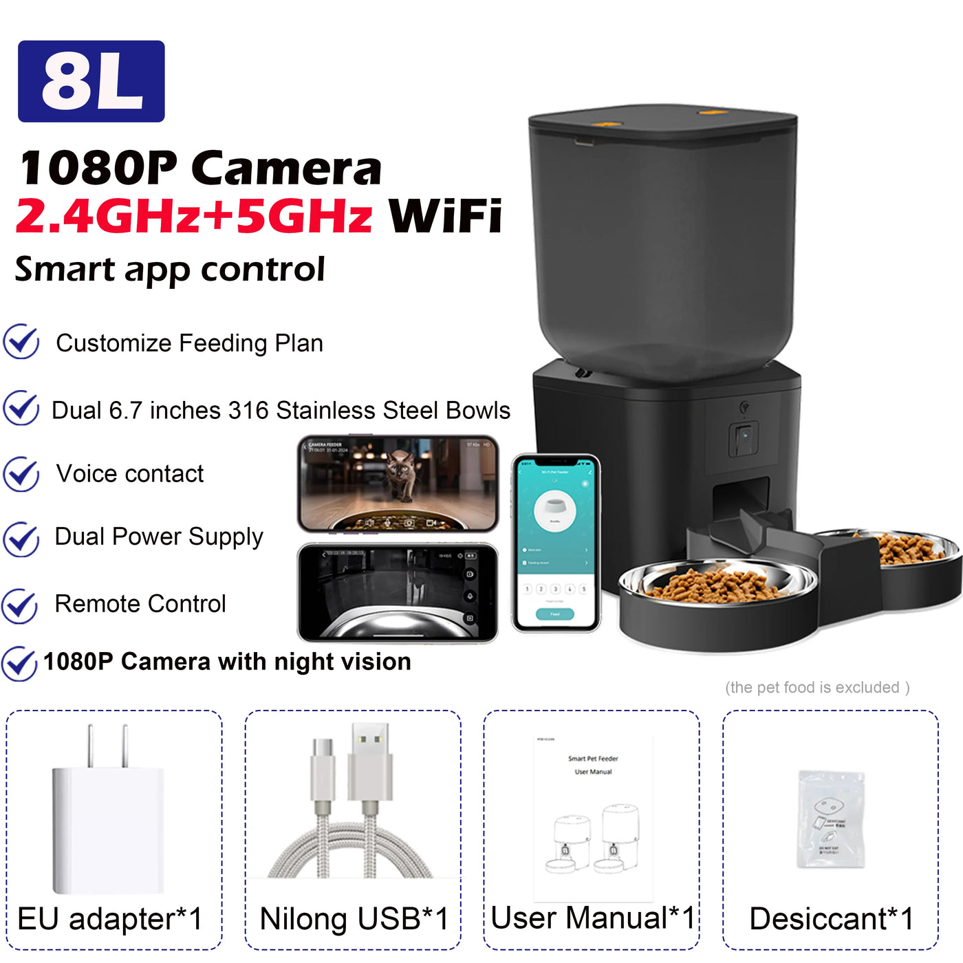8L camera cat feeder product view