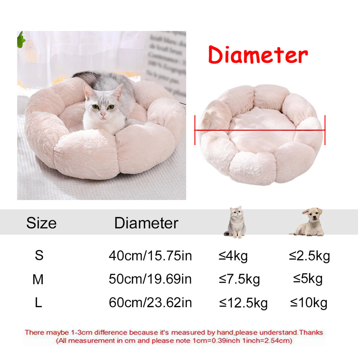Donut bed colour and size combinations