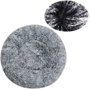 Soft plush pile detail on round cat bed