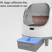 Open top self-cleaning litter box for cautious cats