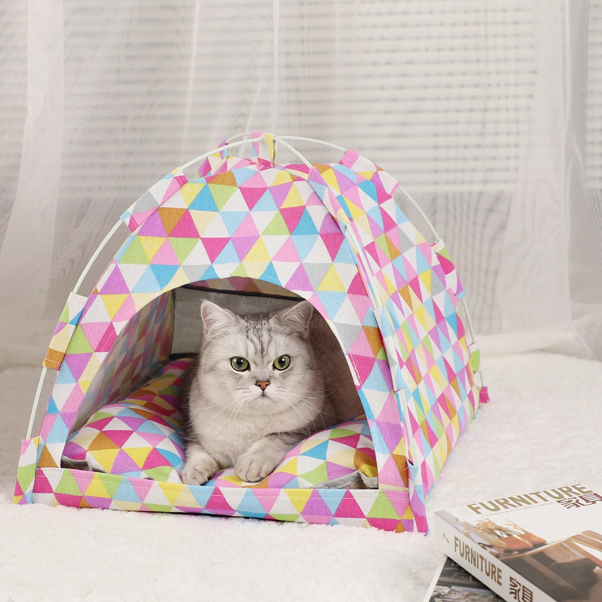 Pink cat tent bed option