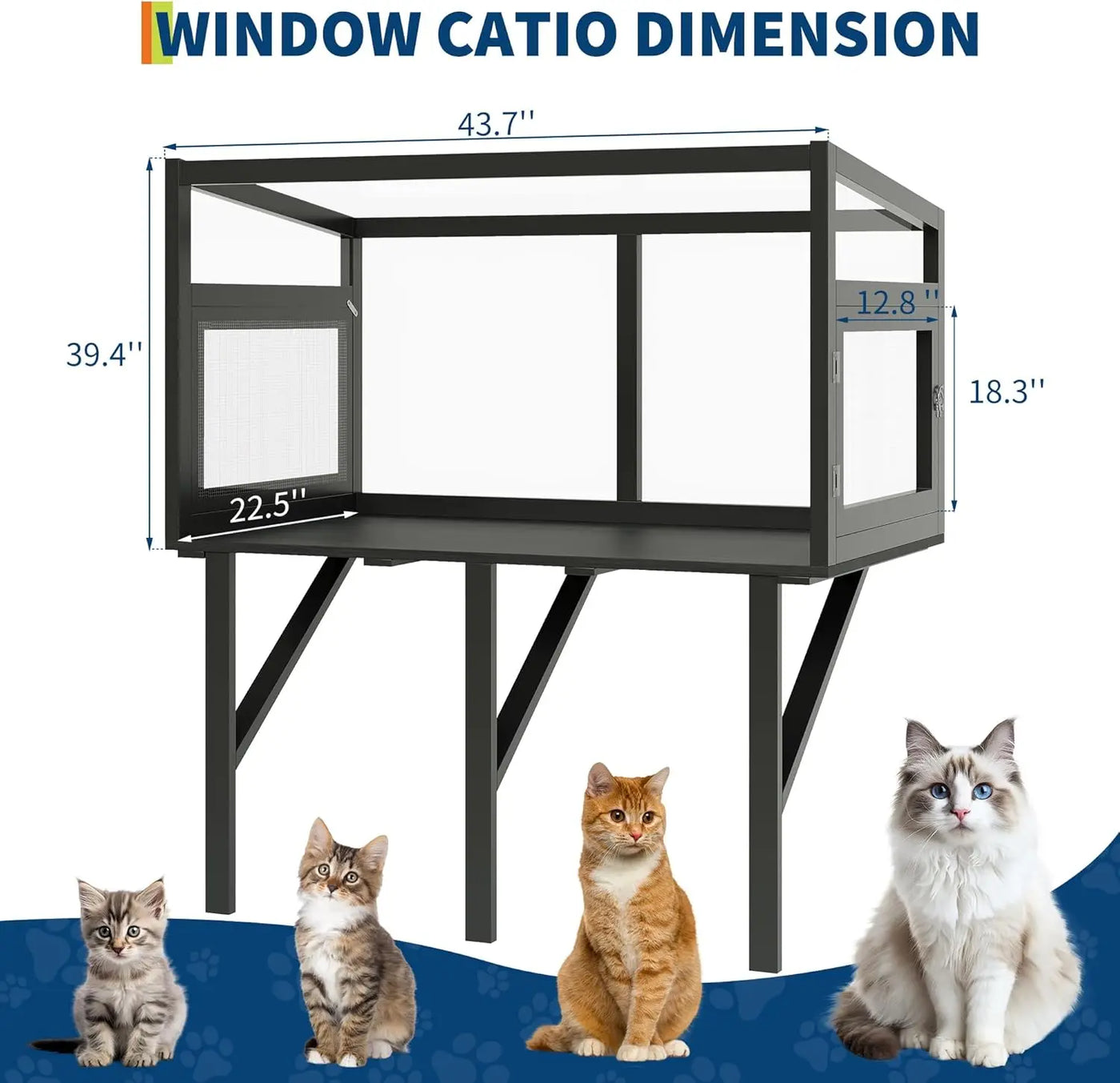 Premium cat window box with easy mount setup, full view