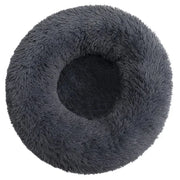 Round plush cat bed raised rim close-up