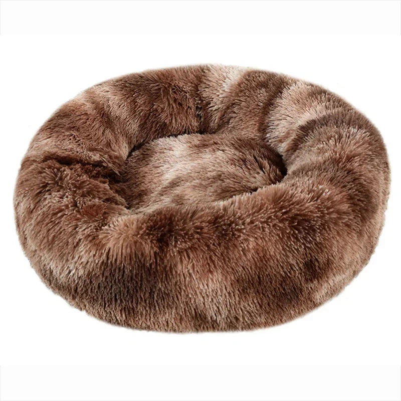 Plush donut bed in solid colour design