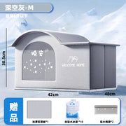 Warm weather cat house side view