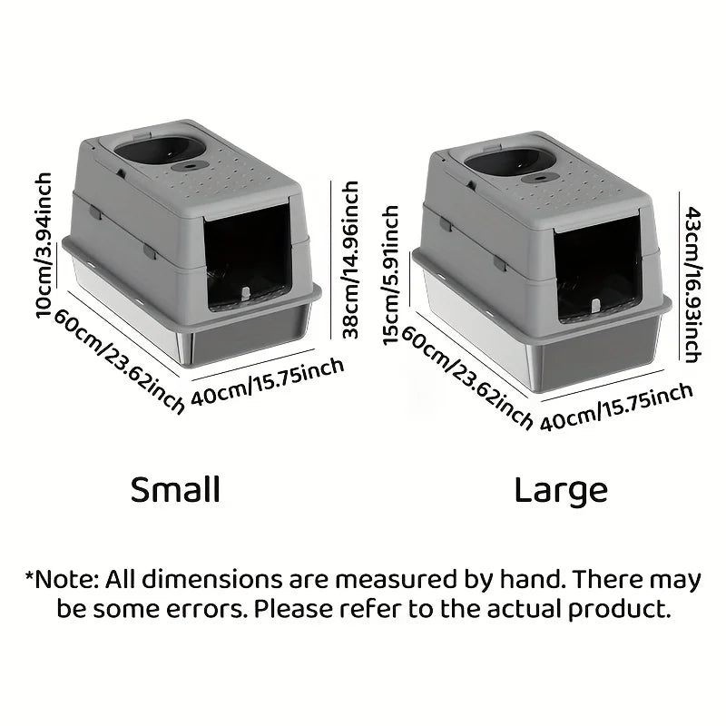 S and M covered stainless tray litter box dimensions, 60 by 40 cm