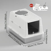 White S covered litter box with 10 cm deep stainless steel tray