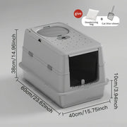 Grey S covered litter box with 10 cm deep stainless steel tray