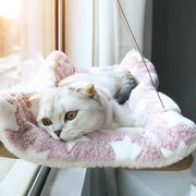 Plush window mounted cat bed in black