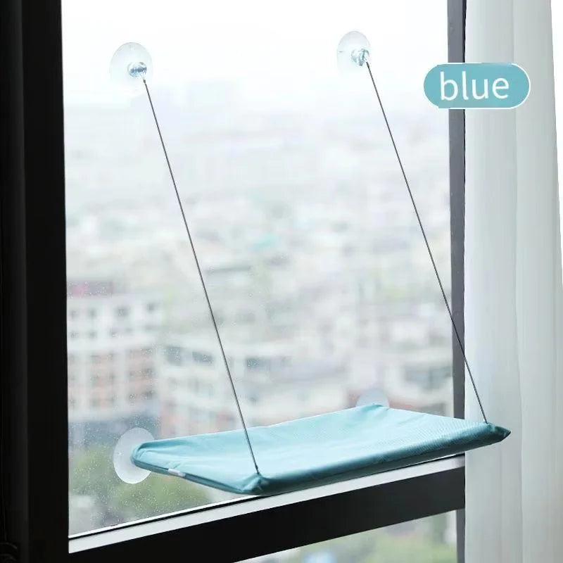 Cat window bed suction cup mounting detail on glass