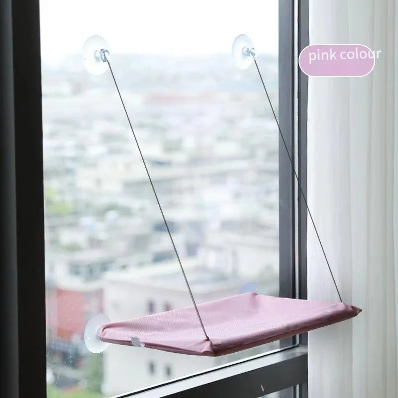 Suction cup window bed for indoor cats, full view