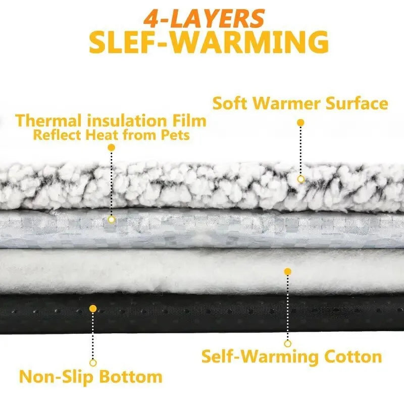 Cat warming pad placed under bedding for gentle diffuse warmth