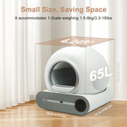 Self-cleaning litter box interior for large cats