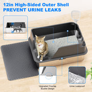 Grey XL stainless steel litter tray for big cats