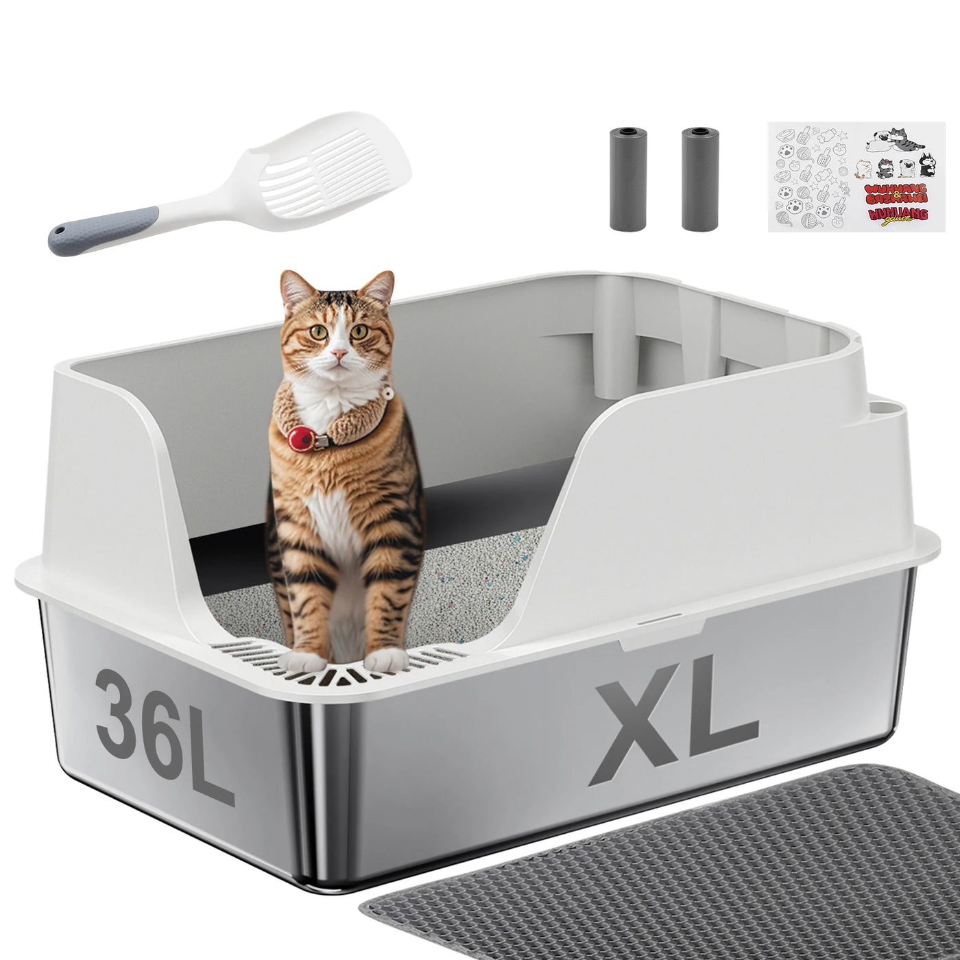 Extra large open litter box for large cat breeds