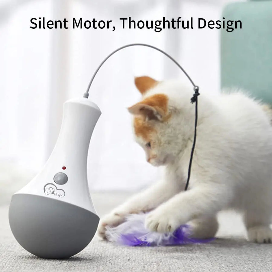 Automatic Feather Cat Teaser Toy for Indoor Pounce Play