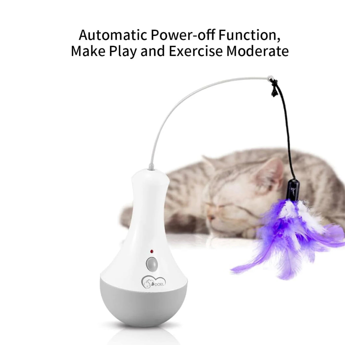 White feather cat teaser toy for aerial swat play