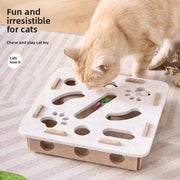 Green felt foraging mat for cats with treat-hiding folds