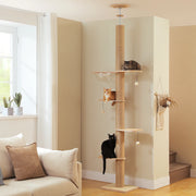Tall wooden cat tree with sisal scratching posts, L size