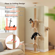 Sisal scratching post detail on wooden cat tree