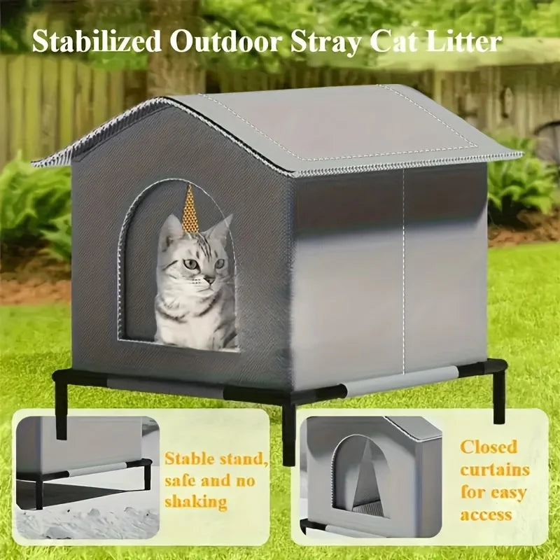 Included floor mat in portable cat shelter