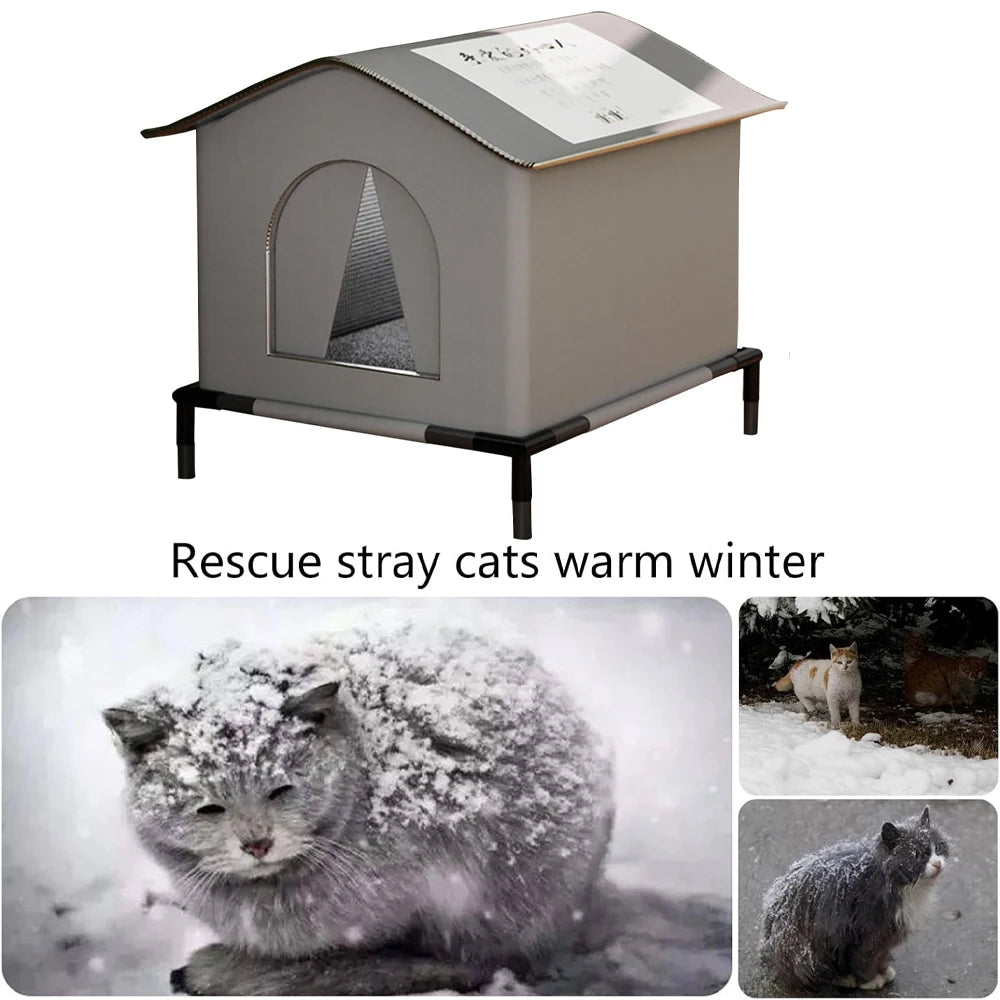 Foldaway cat shelter folded flat for storage