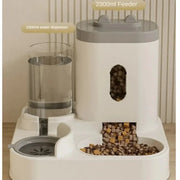 Pink cat food and water combo feeder