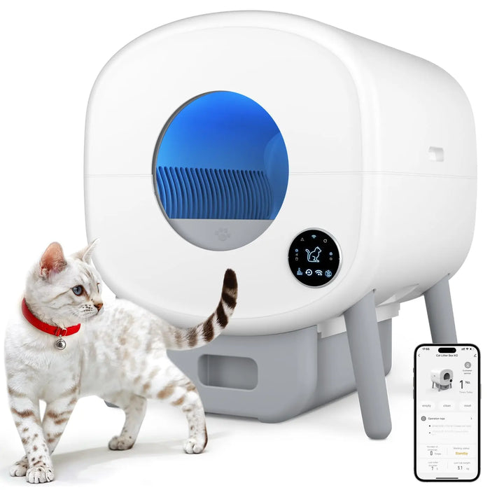Fumoi smart self-cleaning cat litter box with app control, white