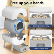 Fumoi enclosed self-cleaning litter box design