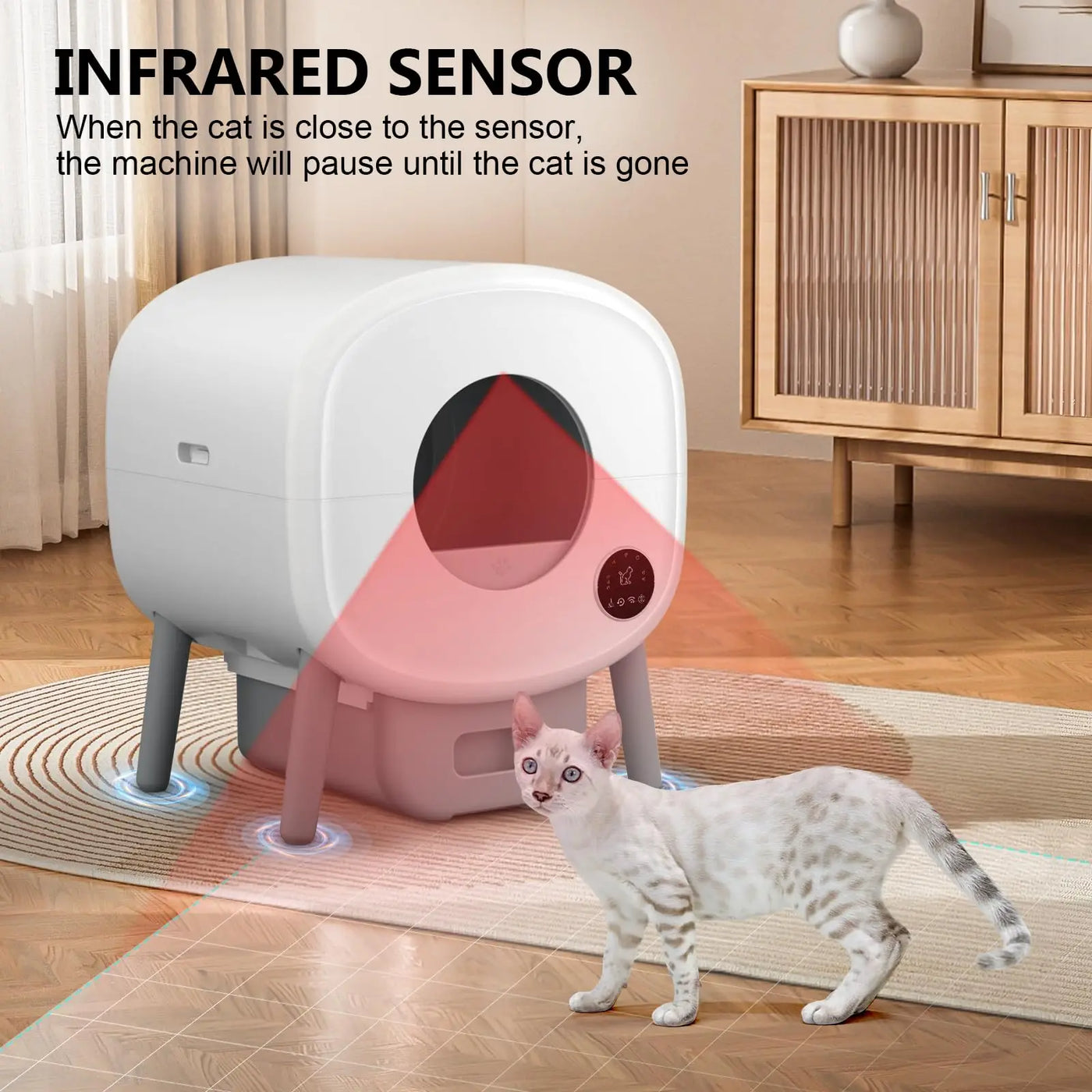White smart cat litter box interior view