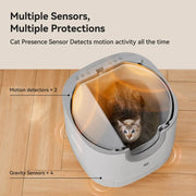 Small footprint self-cleaning litter box interior
