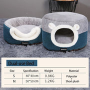 Warm covered cat bed house for indoor cats — full product view