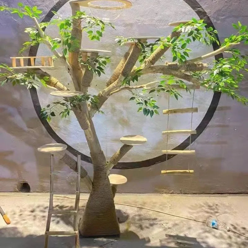 Sculptural tree-styled cat climbing habitat, 1.5m height