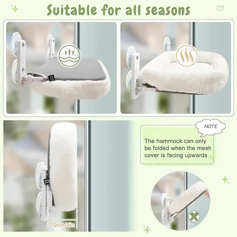 Washable plush cover on foldable cat perch, detail