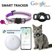 Reflective anti-lost cat tracker collar with adjustable buckle