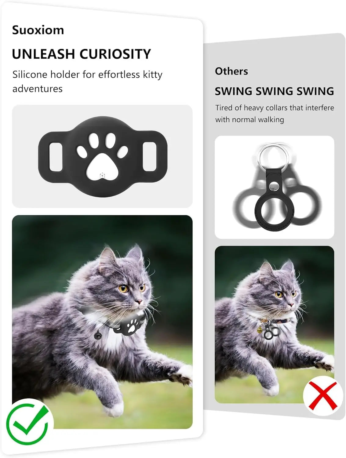 Anti-lost smart tag on reflective cat collar