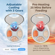 Scheduled wet food feeding for cats, feeder in use