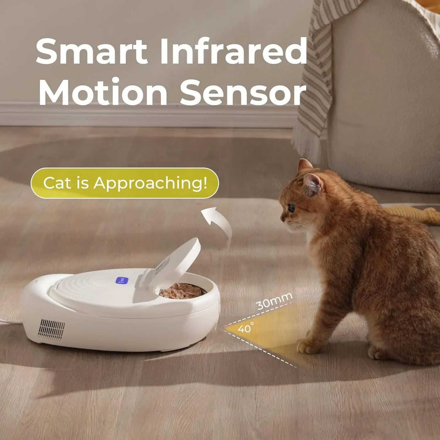 Robotail wet food cat feeder side view