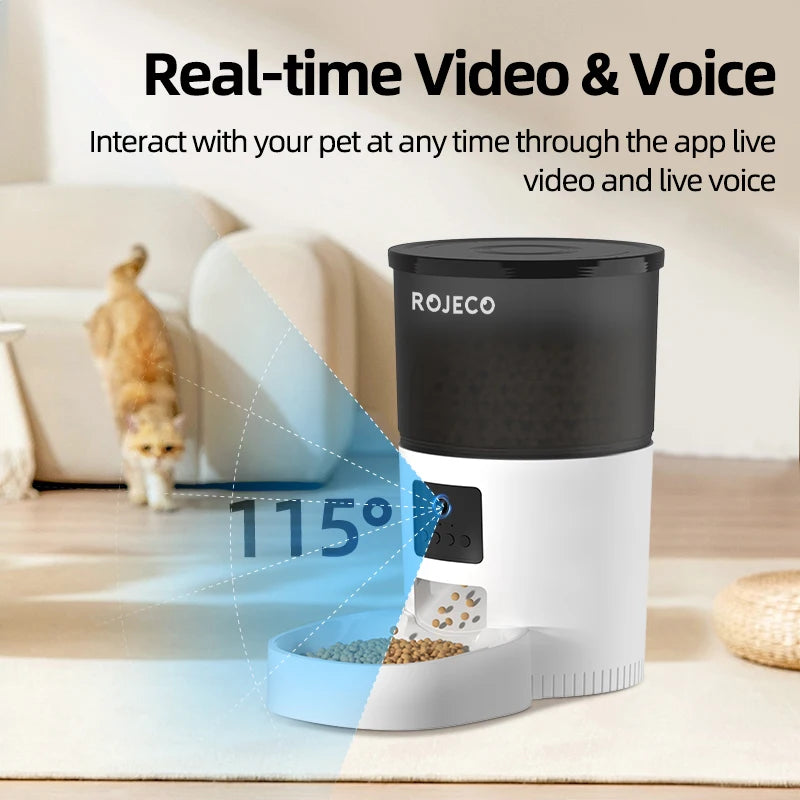 Camera view on ROJECO cat feeder watching mealtime