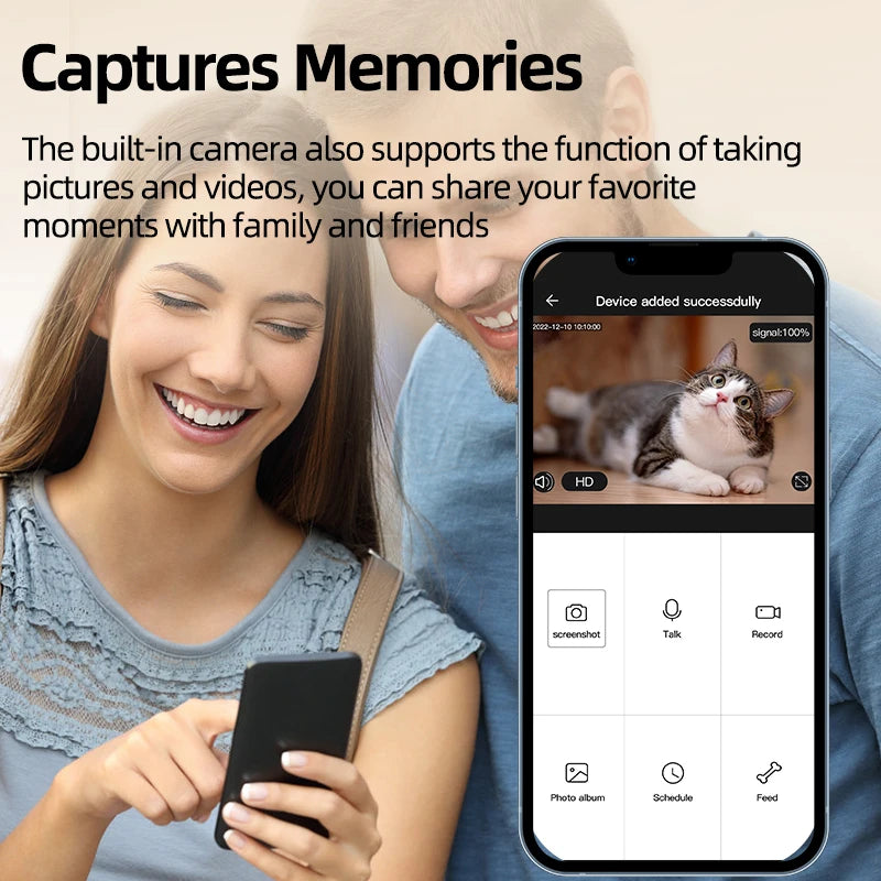 App control screen for camera cat feeder