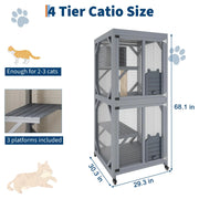 Wheeled catio enclosure for patios and decks