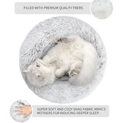 Plush round cat bed with gentle USB warmth for cold weather